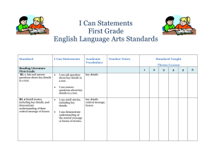 I Can Statements First Grade English Language Arts Standards