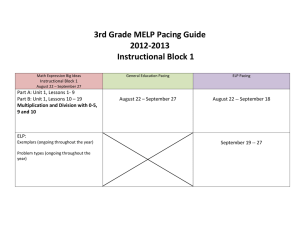 Math Grade 3 ELP Pacing Guide