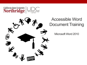 Accessible Word Document Training -  Microsoft Word 2010