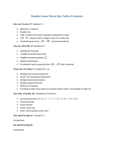 Number Sense Warm Ups Table of Contents