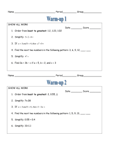 Math Essentials Spiral Review Warm-ups