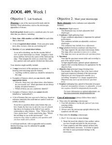 ZOOL 409 Objective 1 Objective 2: Meet your microscope