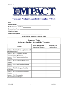 Voluntary Product Evaluation Template (VPAT)