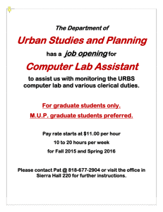 Urban Studies and Planning Computer Lab Assistant job opening The Department of
