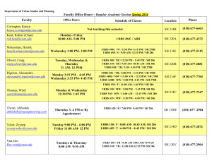 Faculty Schedules and Office Hours Spring 2016