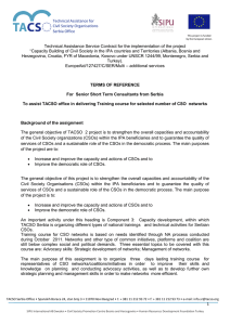 Technical Assistance Service Contract for the implementation of the project