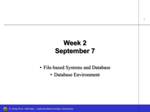 Week 2 September 7 • File-based Systems and Database • Database Environment