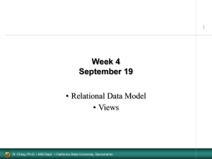 Week 4 September 19 • Relational Data Model • Views