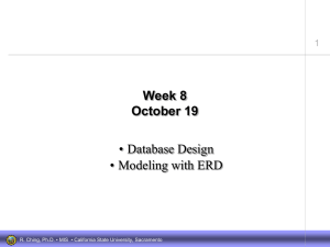 Week 8 October 19 • Database Design • Modeling with ERD