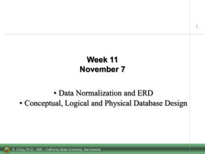 Week 11 November 7 • Data Normalization and ERD