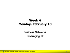 Week 4 Monday, February 13 Business Networks Leveraging IT