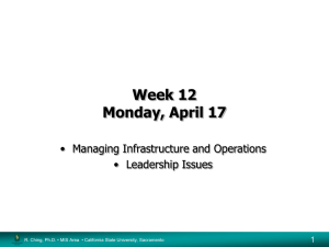 Week 12 Monday, April 17 • Managing Infrastructure and Operations • Leadership Issues