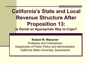 California's State and Local Revenue Structure After Prop 13: Is Denial an Appropriate Way to Cope