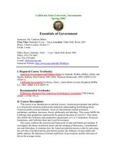 Essentials of Government California State University, Sacramento Spring 2004