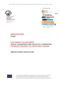 APPLICATION FORM PUBLIC AWARENESS AND ADVOCACY
