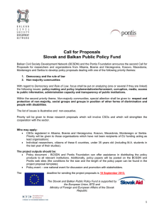 Call for Proposals Slovak and Balkan Public Policy Fund