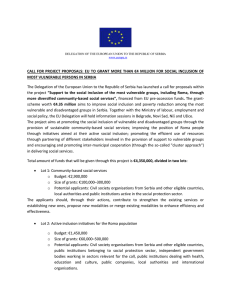 CALL  FOR  PROJECT  PROPOSALS:  EU ... MOST VULNERABLE PERSONS IN SERBIA