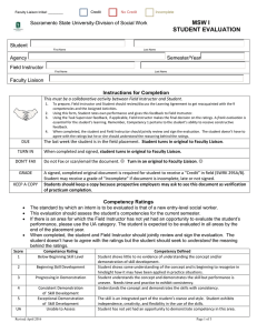 MSW I  STUDENT EVALUATION Sacramento State University-Division of Social Work