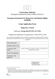 Contracting Authority:  European Instrument for Democracy and Human Rights (EIDHR)
