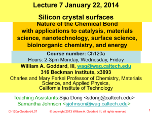 Lecture 7 January 22, 2014 Silicon crystal surfaces