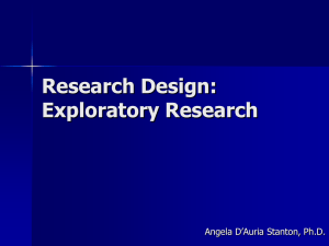 Research Design: Exploratory Research Angela D’Auria Stanton, Ph.D.