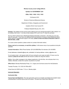 Wharton County Junior College (WCJC) Syllabus for GOVERNMENT 2301 Fall Session 2010