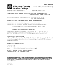 Biology 1406 General Biology I - Syllabus