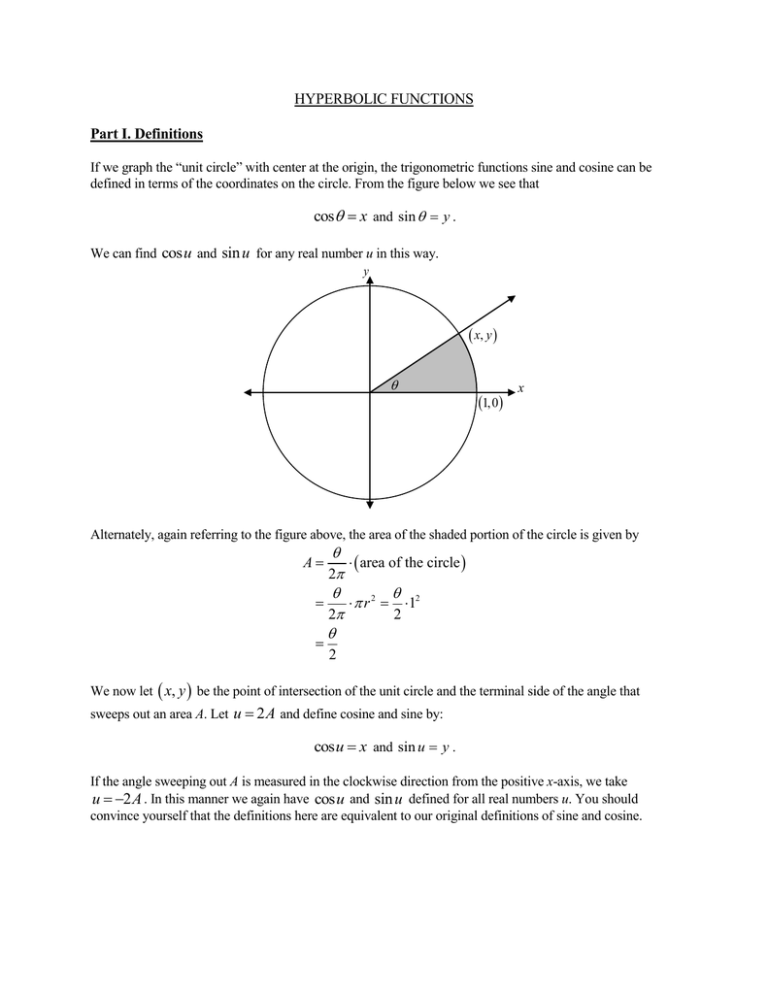 Hyperbolic Functions