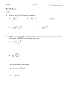 BC 1-2 Quiz #2 Name:_________________ No Calculator