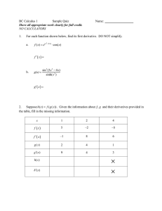 BC Calculus 1 Sample Quiz Name: