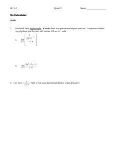 BC 1-2 Quiz #2 Name:_________________ No Calculator