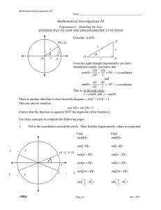 Trig 6.3 Unit Circle