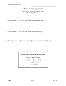 Trig 10.3 Double Angle Identities