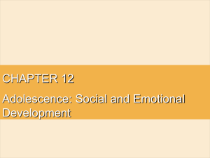 CHAPTER 12 Adolescence: Social and Emotional Development