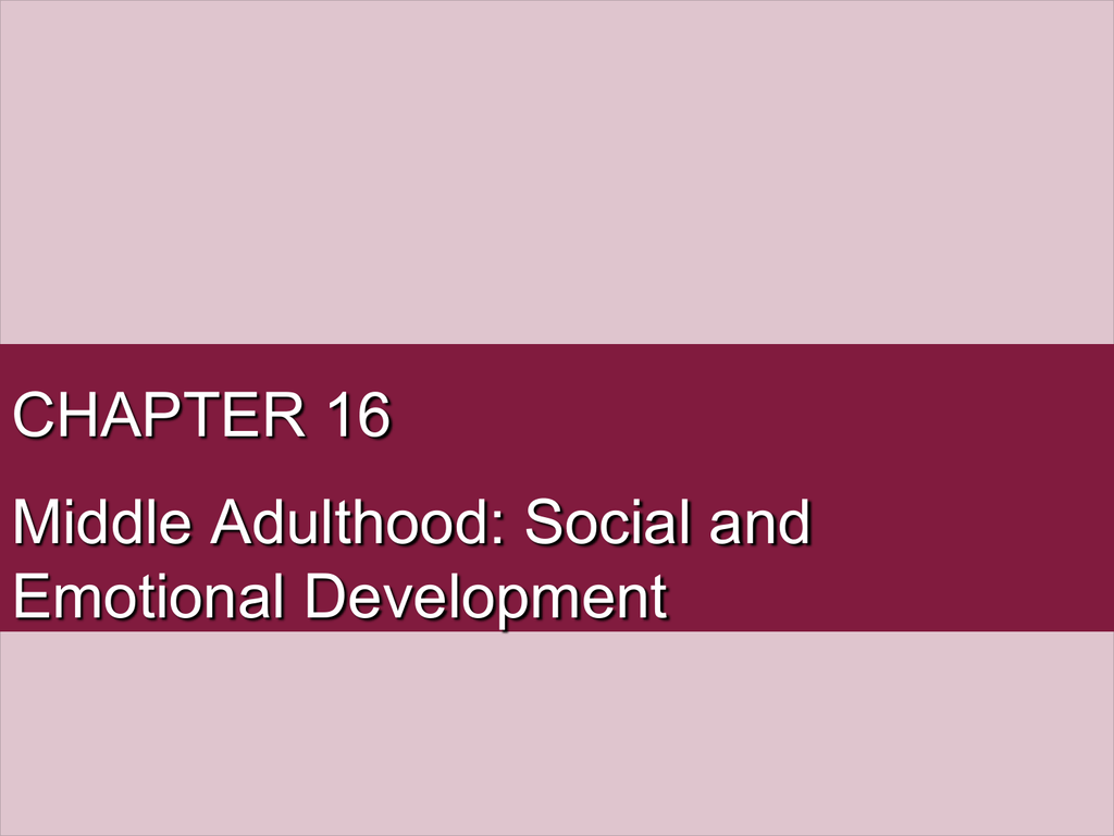 CHAPTER 16 Middle Adulthood Social And Emotional Development