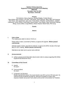 Northern Illinois University Supportive Professional Staff Council Meeting MINUTES Thursday, June 10, 2010