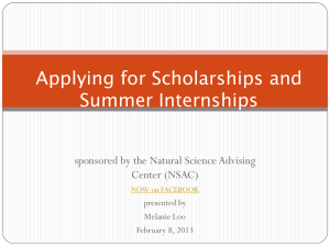 Applying for Scholarships and Summer Internships sponsored by the Natural Science Advising