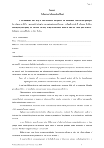 Form 8 Volunteer Information sheet