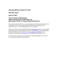 Importing MS Excel Data from SAS UM Stats Camp April 25, 2007
