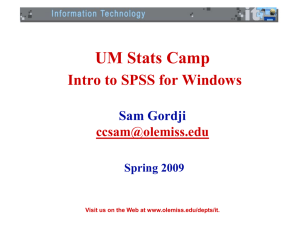 UM Stats Camp Intro to SPSS for Windows Sam Gordji