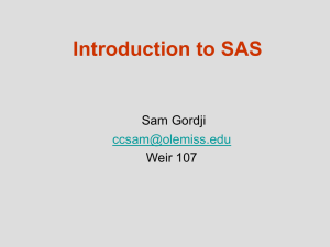 Introduction to SAS Sam Gordji Weir 107