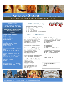 Requirements for the Minor in Religious Studies