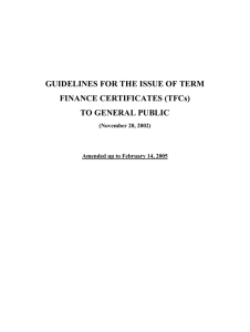 Guidelines for the issue of Term Finance Certificates (TFCs) to general public