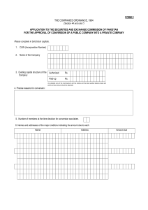 FORM 2  APPLICATION TO THE SECURITIES AND EXCHANGE COMMISSION OF PAKISTAN