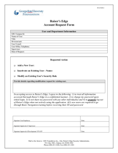 Raiser's Edge Account Request Form  User and Department Information