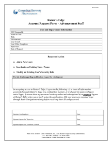 Raiser's Edge Account Request Form - Advancement Staff  User and Department Information