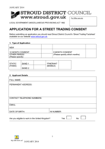 APPLICATION FOR A STREET TRADING CONSENT JANUARY 2014