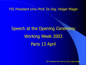 Speech at the Opening Ceremony Working Week 2003 Paris 13 April