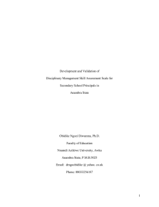 Development and Validation of Disciplinary Management Skill Assessment Scale for