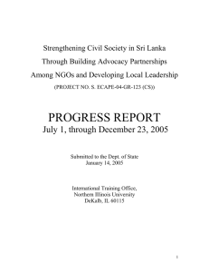 Progress Report, July through December 2004